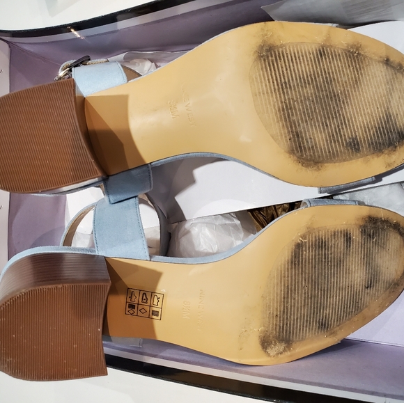 Powder Blue Sandals w/ Block Heel & Ankle Strap - Picture 6 of 6